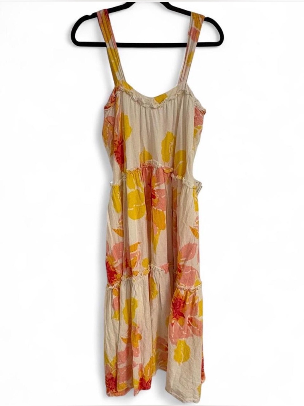 Free People Floral Tiered Maxi Dress in Cream, Yellow & Pink - Picture 2 of 3